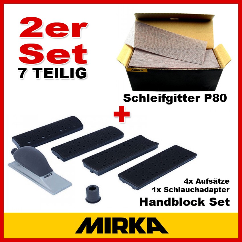Mirka Schleifklotz Set konvex konkav halbrund 70x198mm Abranet Schleifgitter P80